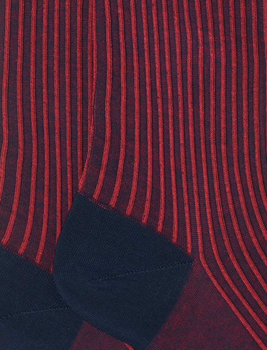 Women's long ocean blue twin-rib cotton socks - Gallo 1927 - Official Online Shop