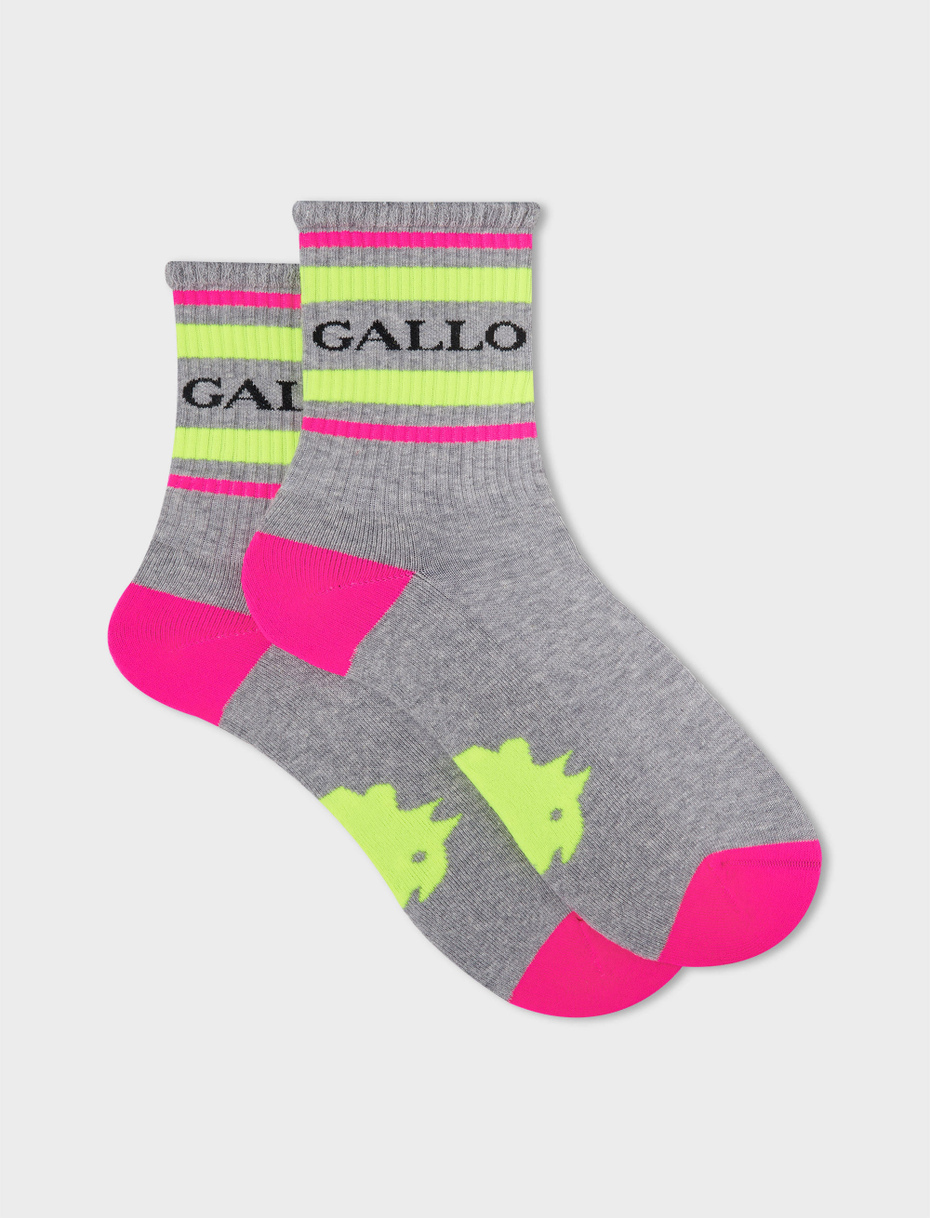 Men's short ash-coloured cotton terry cloth socks with Gallo writing - Gallo 1927 - Official Online Shop