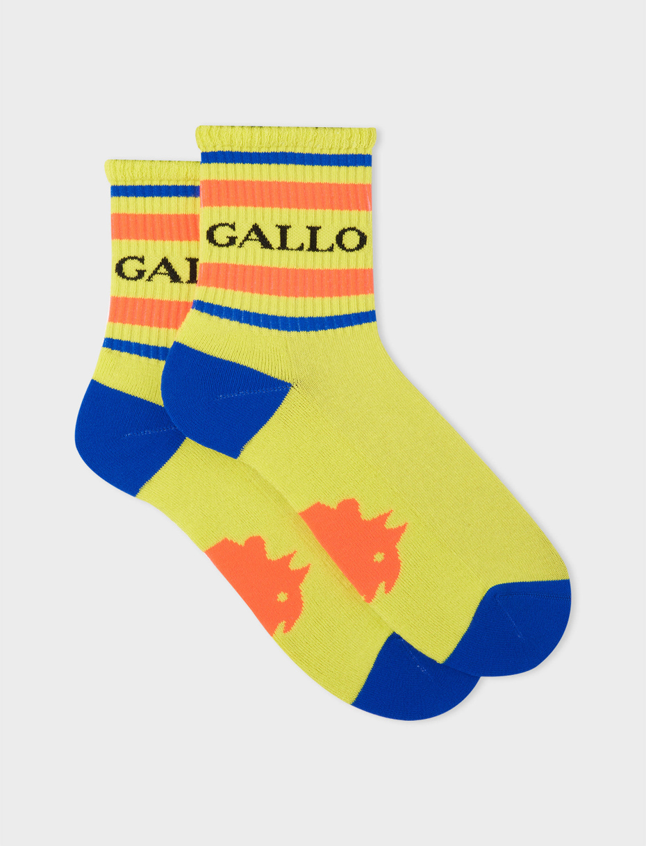 Women's short limoncello cotton terry cloth socks with Gallo writing - Gallo 1927 - Official Online Shop
