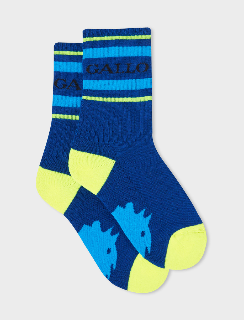 Kids' short dark blue cotton terry cloth socks with Gallo writing - Gallo 1927 - Official Online Shop