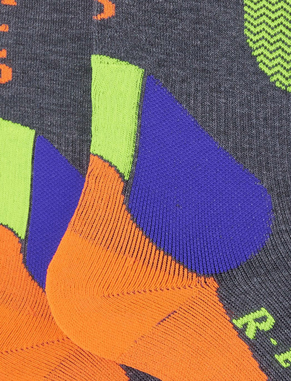 Long unisex pyrite polyester ski socks with chevron motif - Gallo 1927 - Official Online Shop