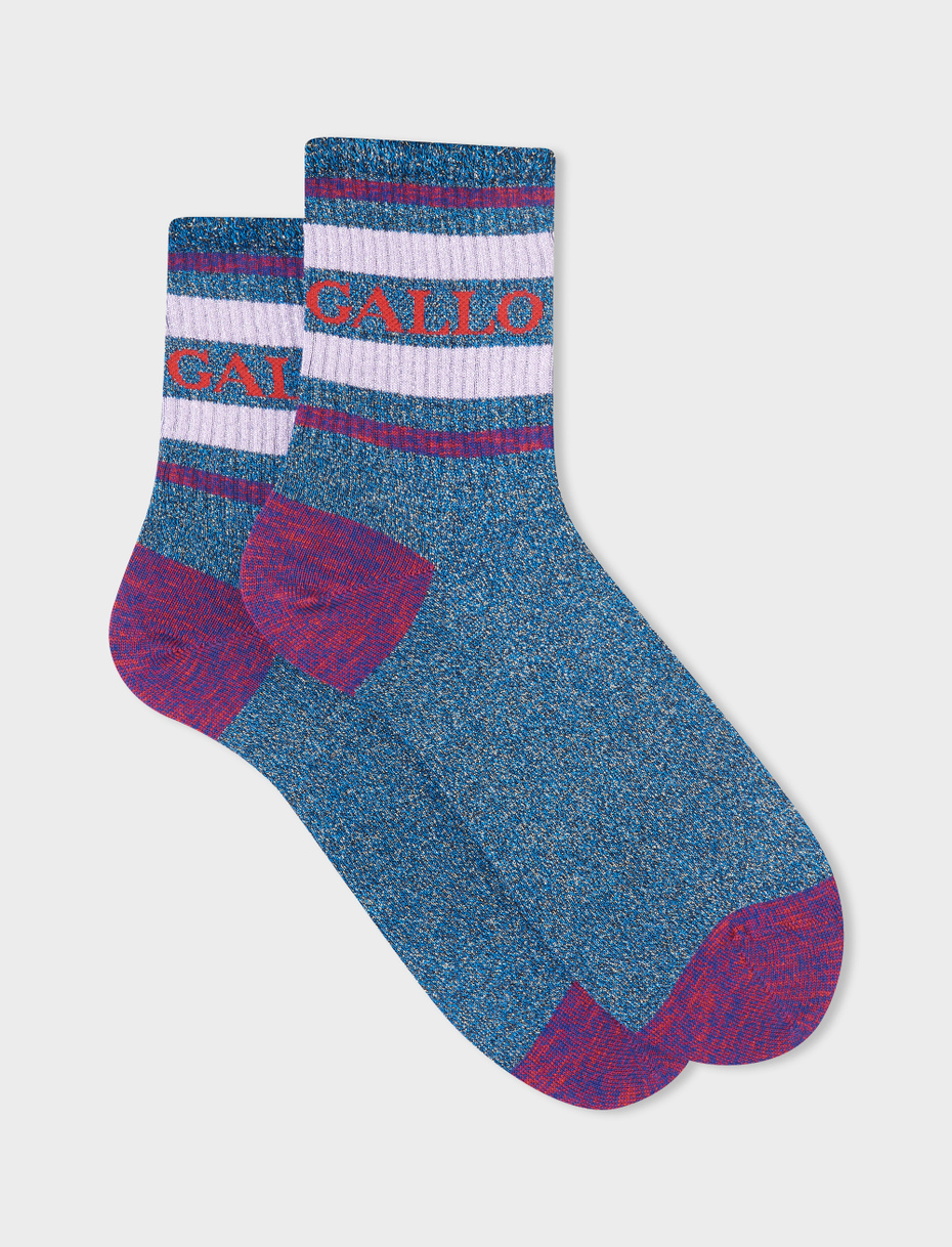 Women's short galaxy cotton and lurex socks with Gallo writing - Gallo 1927 - Official Online Shop
