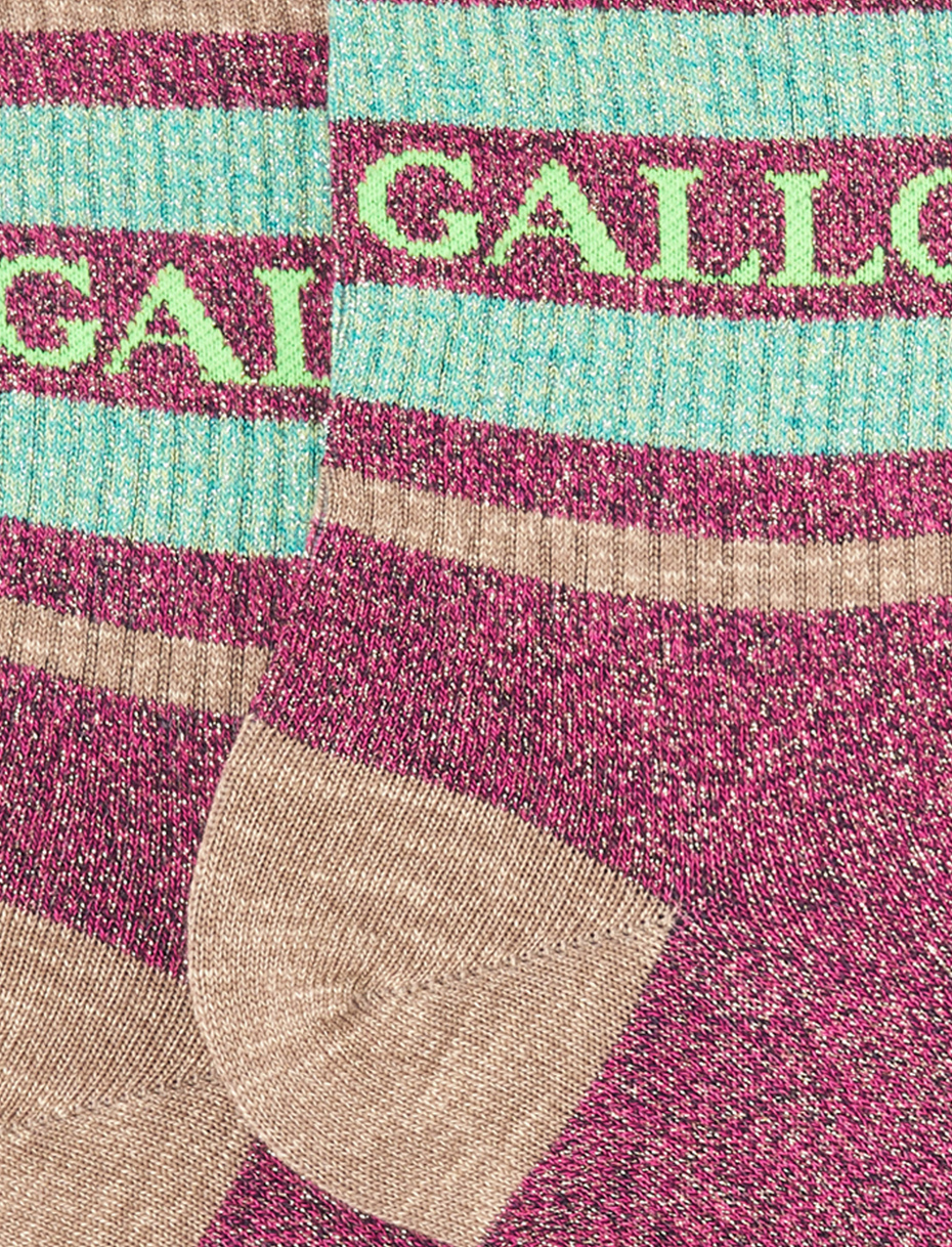 Women's short incantesimo cotton and lurex socks with Gallo writing - Gallo 1927 - Official Online Shop