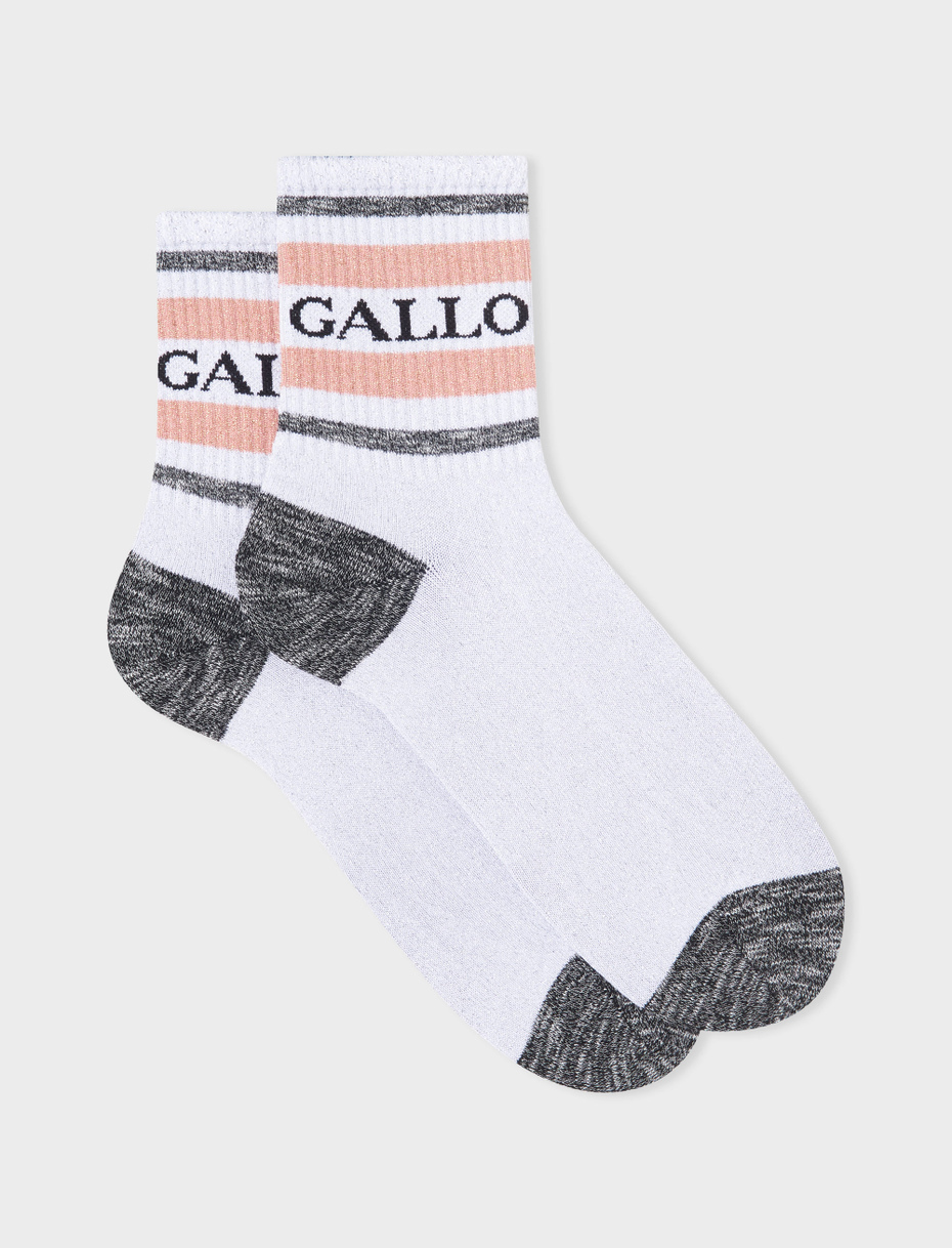 Women's short white cotton and lurex socks with Gallo writing - Gallo 1927 - Official Online Shop