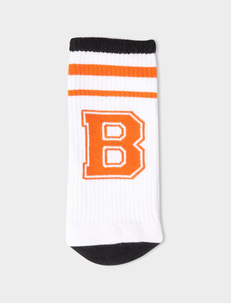 Unisex short sock in plain white cotton terry cloth with letter B. Individually sold. - Gallo 1927 - Official Online Shop