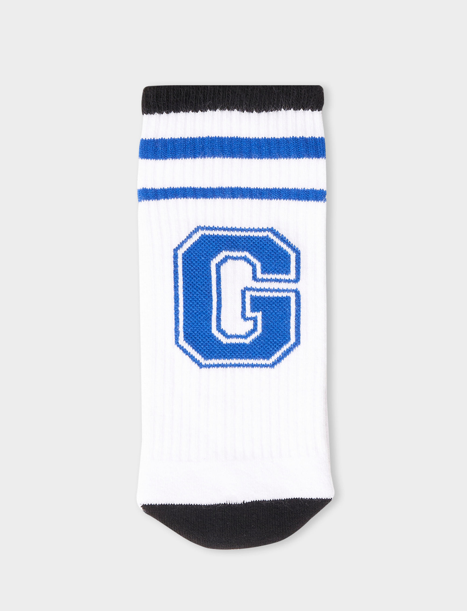 Unisex short sock in plain white cotton terry cloth with letter G. Individually sold. - Gallo 1927 - Official Online Shop