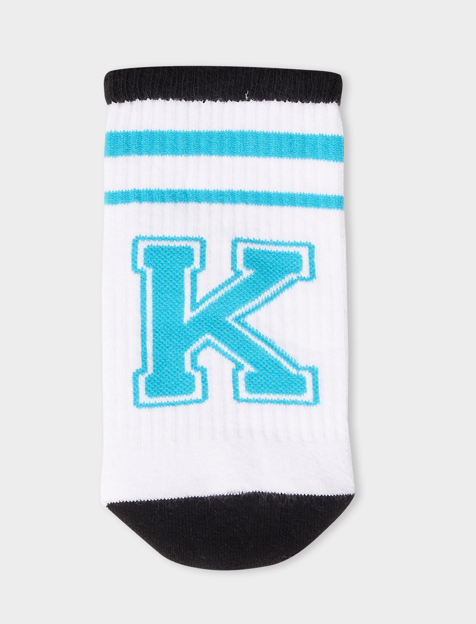 Unisex short sock in plain white cotton terry cloth with letter K. Individually sold. - Gallo 1927 - Official Online Shop