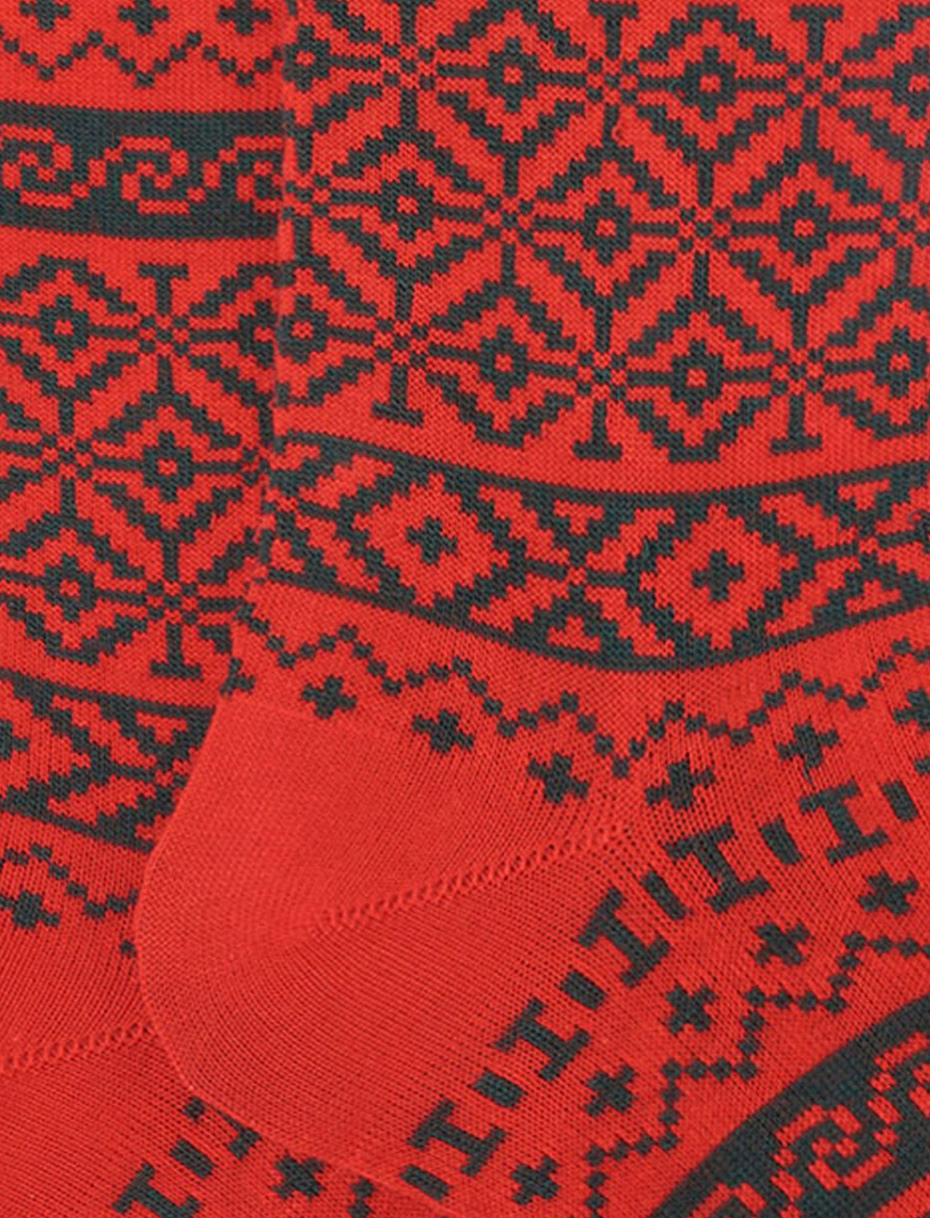 Calze lunghe uomo cotone rosso fantasia greca natalizia - Gallo 1927 - Official Online Shop