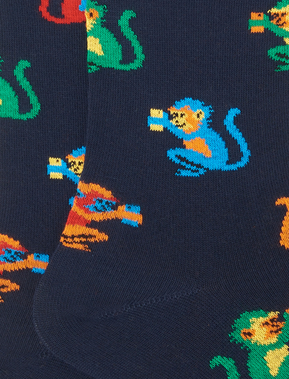 Men's short pyrite cotton socks with colourful monkey motif - Gallo 1927 - Official Online Shop