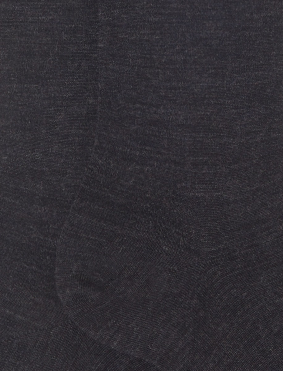 Women's long plain charcoal grey wool socks - Gallo 1927 - Official Online Shop