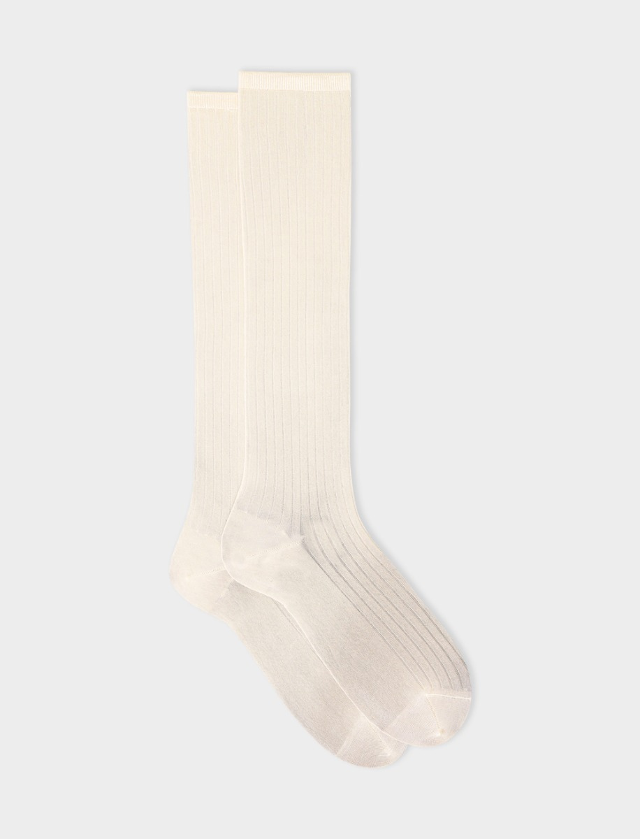Long ribbed plain cord viscose socks - Gallo 1927 - Official Online Shop