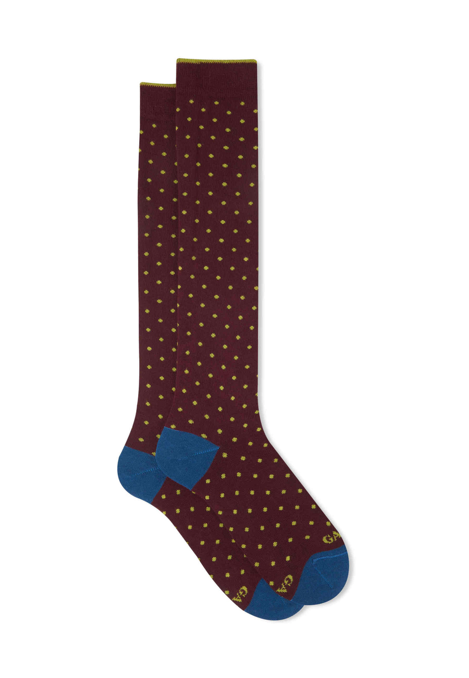 Women's long burgundy cotton socks with polka dots - Gallo 1927 - Official Online Shop