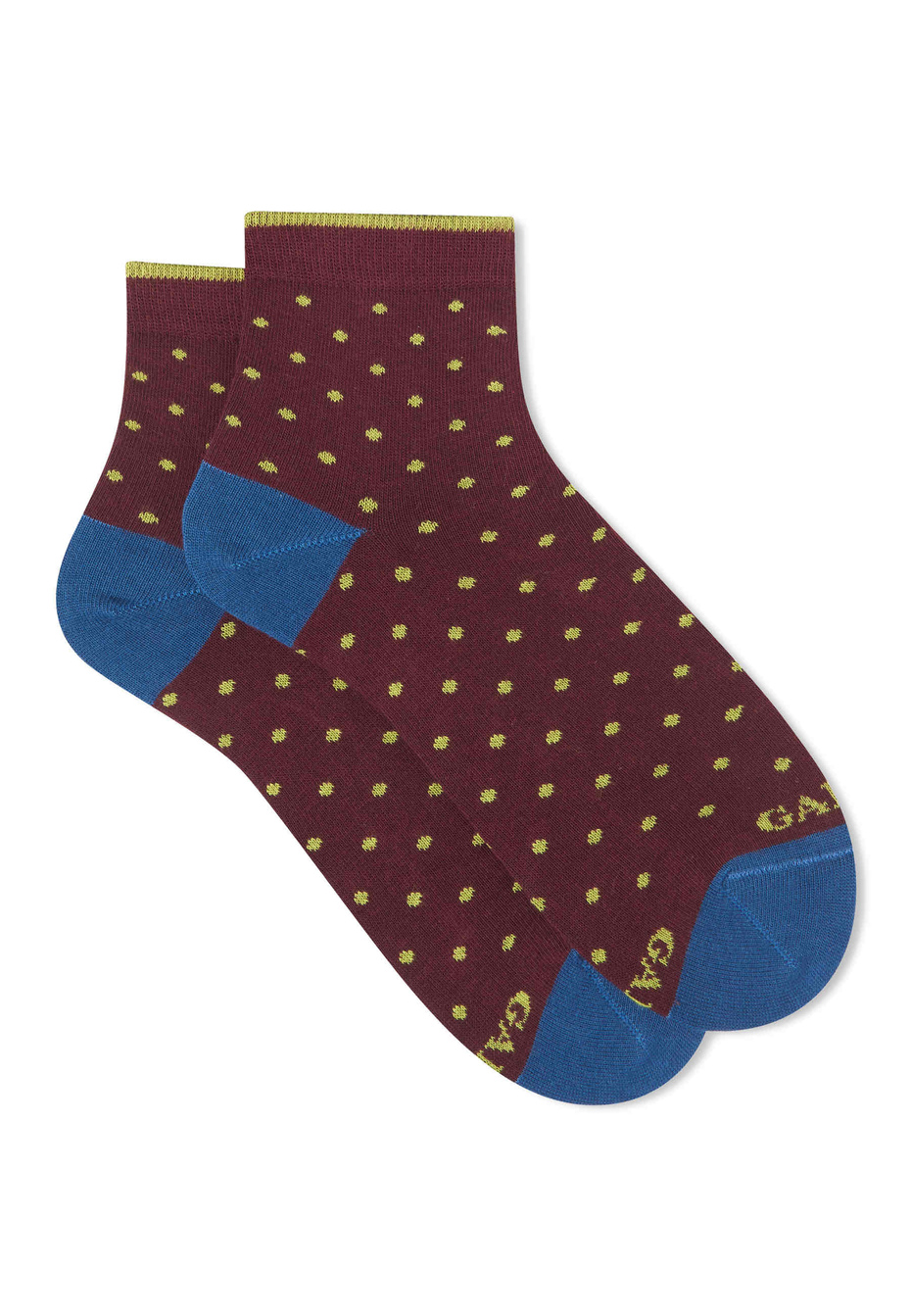 Women's super short burgundy cotton socks with polka dots - Gallo 1927 - Official Online Shop