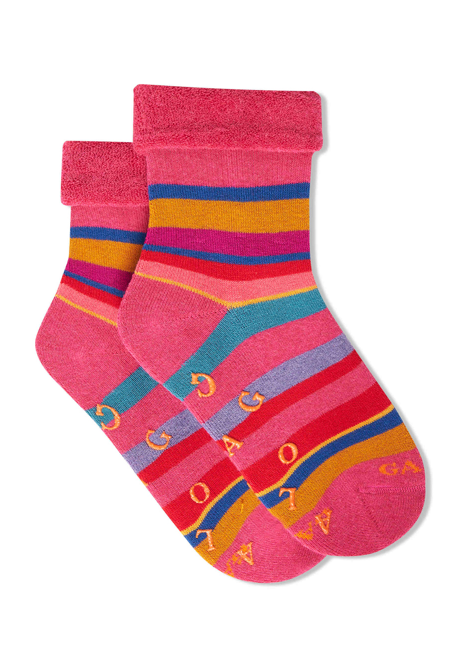 Kids' non-slip erica cotton socks with multicoloured stripes - Gallo 1927 - Official Online Shop