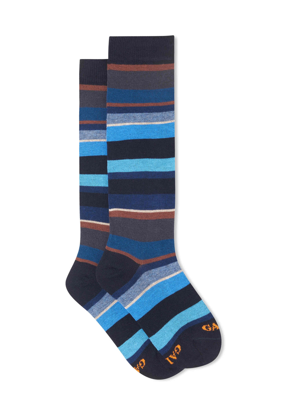 Calze lunghe bambino cotone blu/sabbia righe multicolor - Gallo 1927 - Official Online Shop