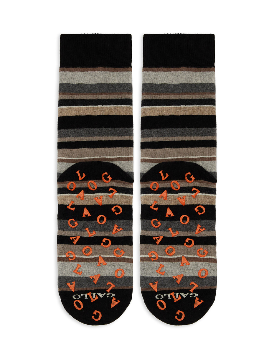 Calze corte antiscivolo uomo cotone nero righe multicolor - Gallo 1927 - Official Online Shop