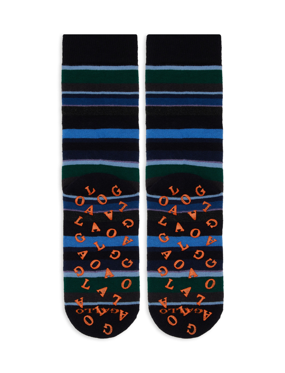 Calze corte antiscivolo uomo cotone blu righe multicolor - Gallo 1927 - Official Online Shop