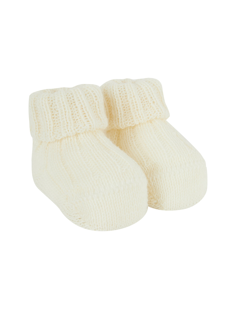 Kids' ribbed plain cream wool booty socks - Gallo 1927 - Official Online Shop