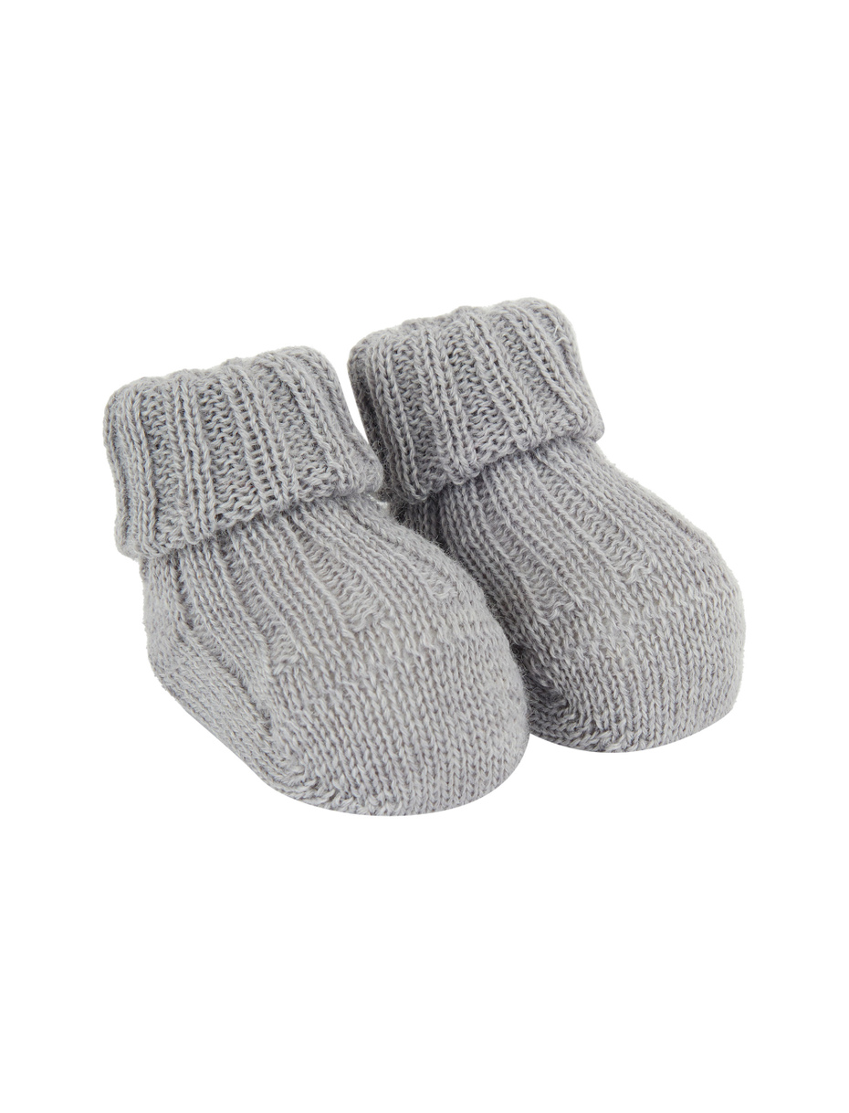 Kids' ribbed plain ash grey wool booty socks - Gallo 1927 - Official Online Shop