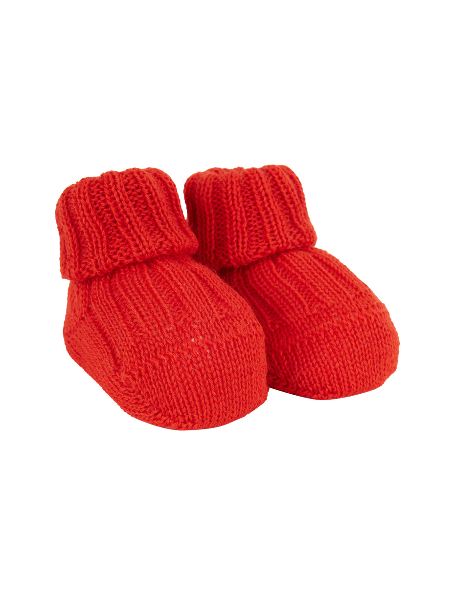 Kids' ribbed plain red wool booty socks - Gallo 1927 - Official Online Shop