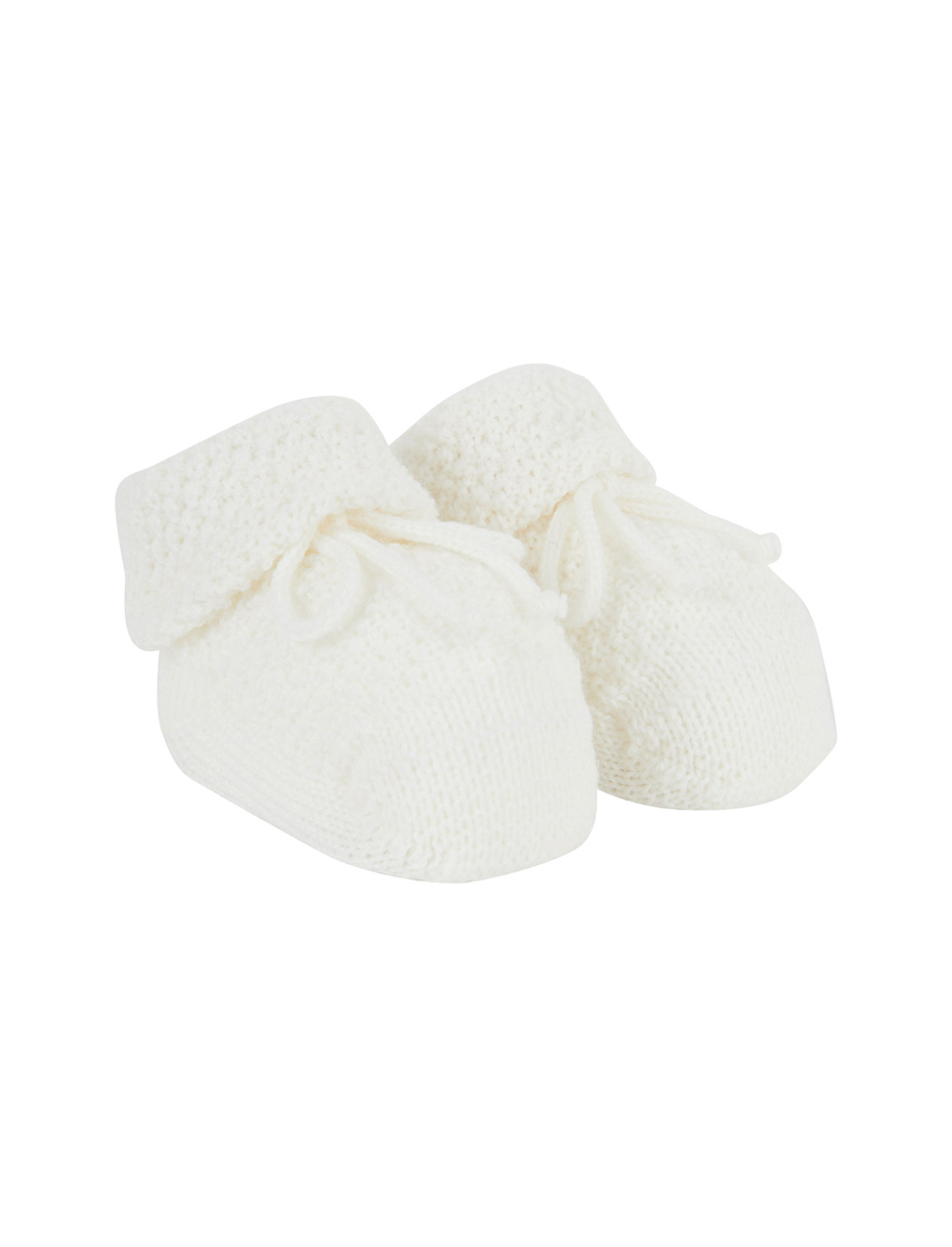 Kids' plain white rice-stitched wool booty socks - Gallo 1927 - Official Online Shop