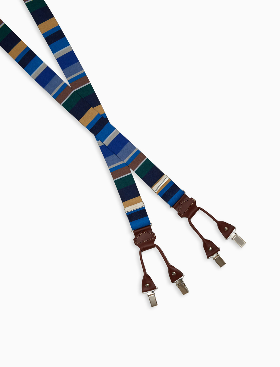 Bretella elastica unisex a righe multicolor blu - Gallo 1927 - Official Online Shop