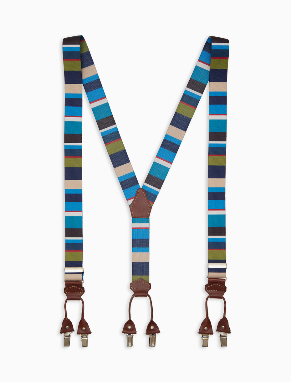Bretella elastica unisex a righe multicolor blu - Gallo 1927 - Official Online Shop