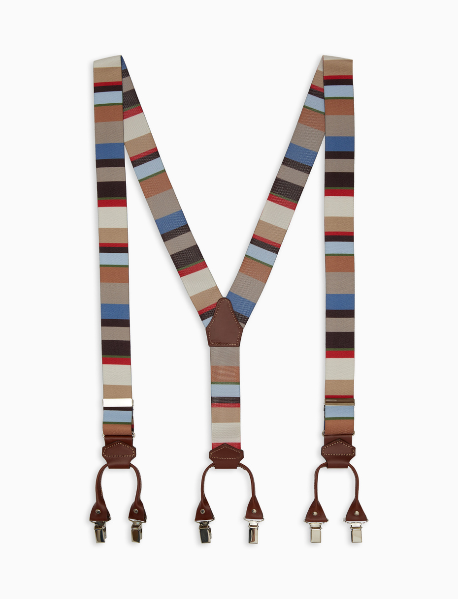 Elastic biscuit unisex suspenders with multicoloured stripes - Gallo 1927 - Official Online Shop