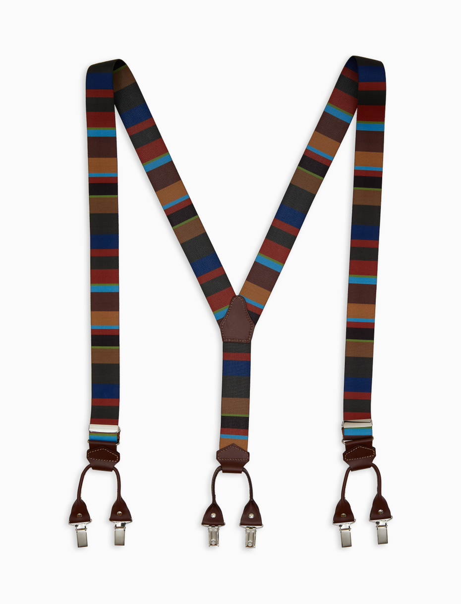 Bretella elastica unisex verde a righe multicolor - Gallo 1927 - Official Online Shop