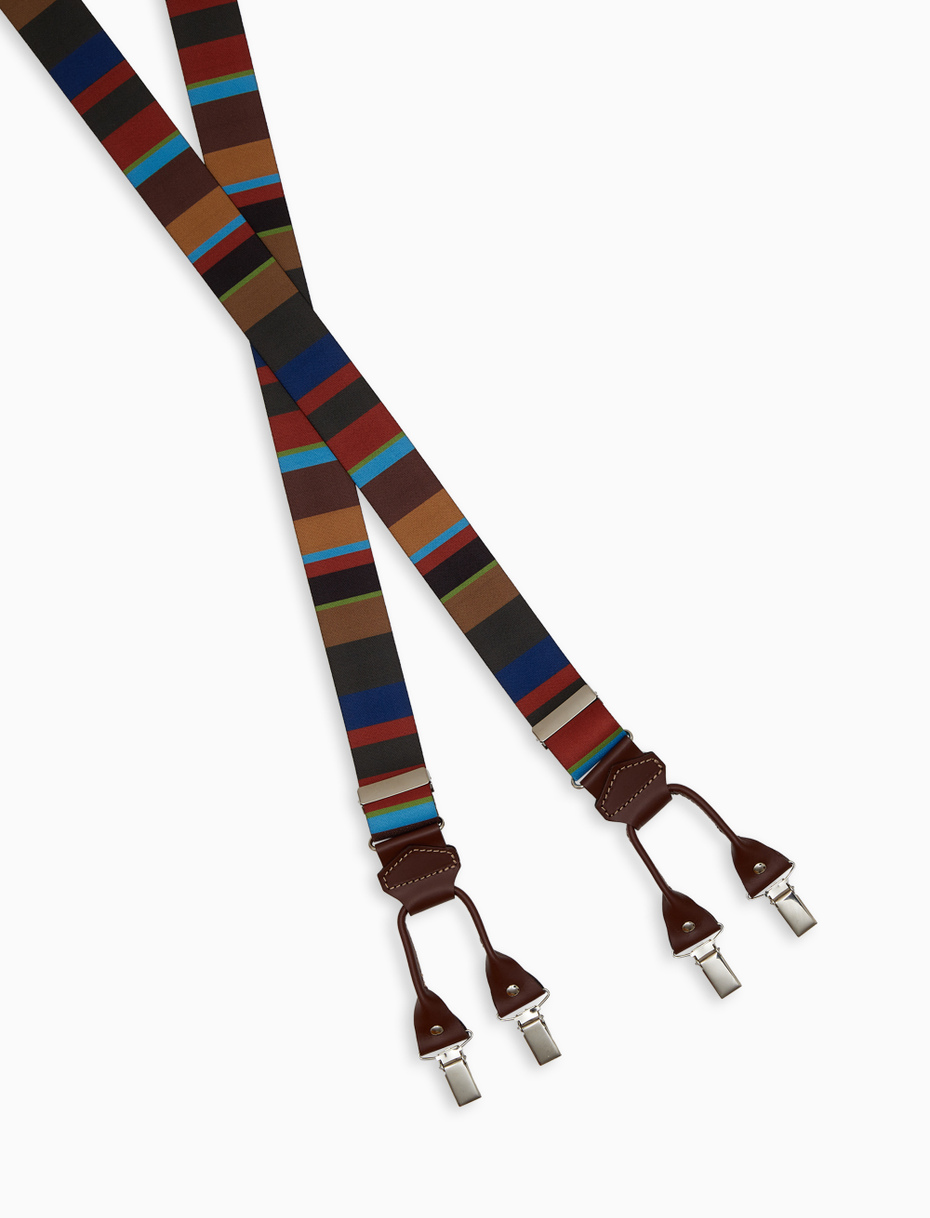 Bretella elastica unisex verde a righe multicolor - Gallo 1927 - Official Online Shop