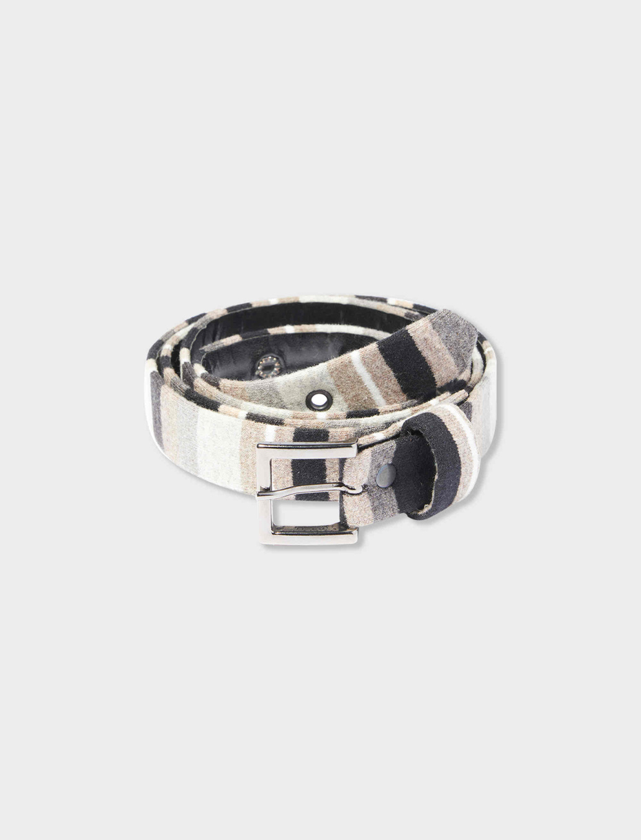 Women's low black fleece belt with multicoloured stripes - Gallo 1927 - Official Online Shop