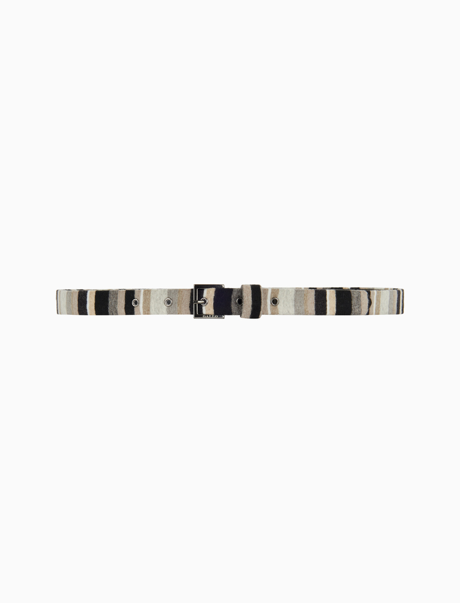 Women's low black fleece belt with multicoloured stripes - Gallo 1927 - Official Online Shop