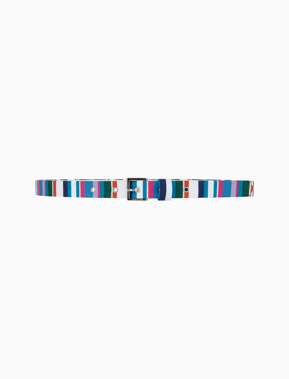 Women's white cotton reversible belt with multicoloured stripes - Gallo 1927 - Official Online Shop