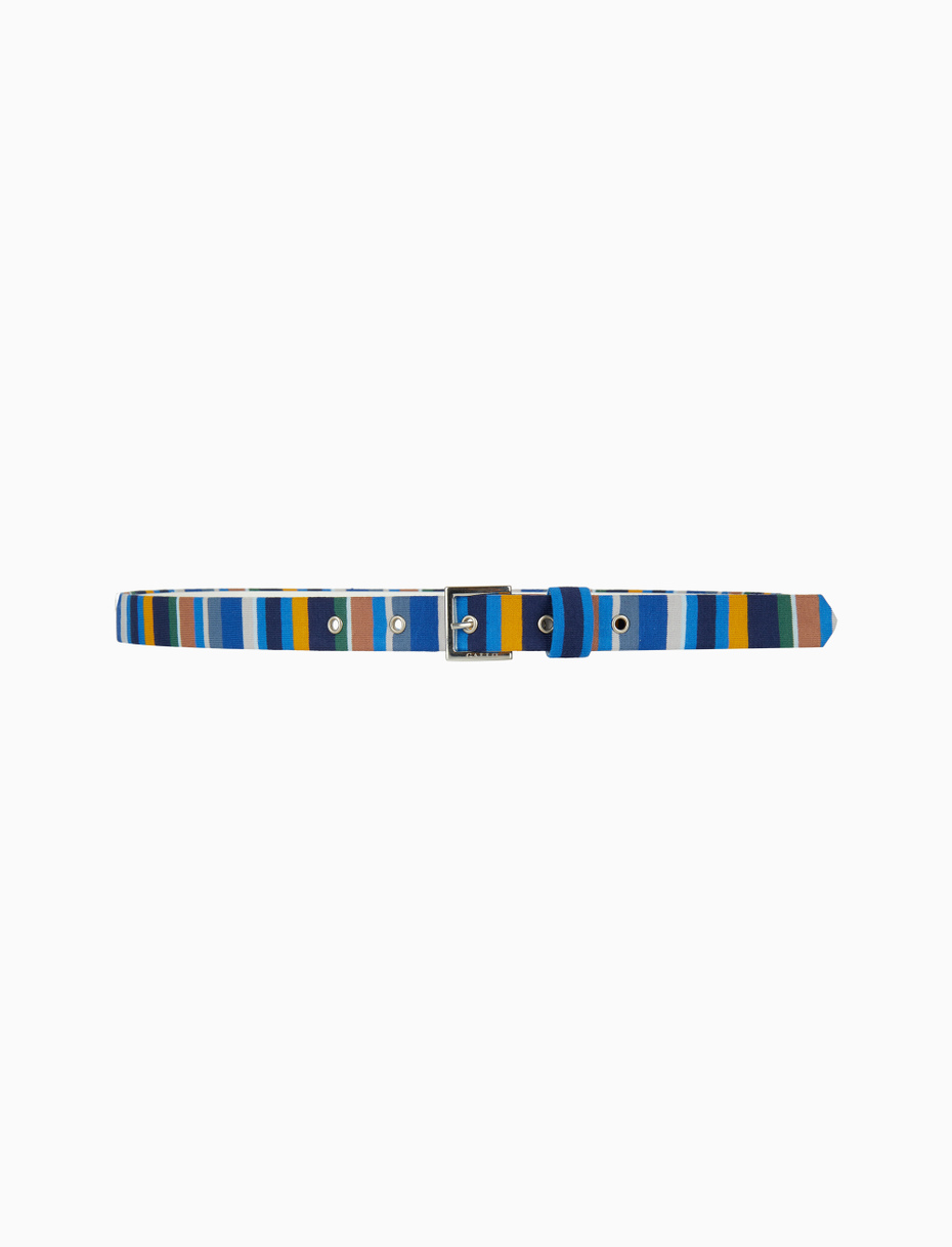 Women's blue cotton reversible belt with multicoloured stripes - Gallo 1927 - Official Online Shop