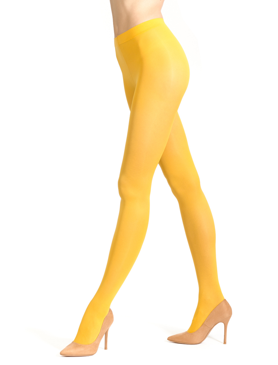 Women's plain yellow 60 denier microfibre tights - Gallo 1927 - Official Online Shop