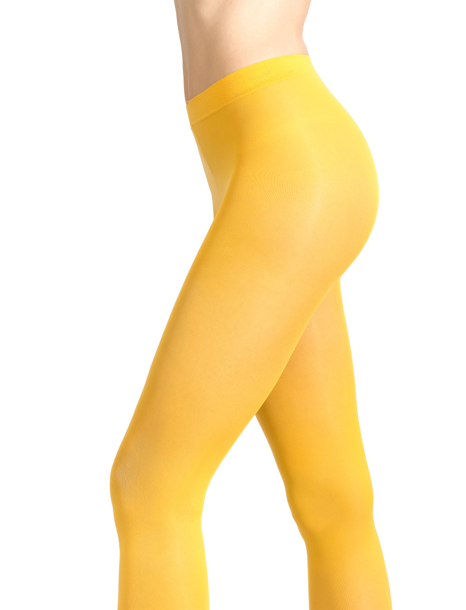 Women's plain yellow 60 denier microfibre tights - Gallo 1927 - Official Online Shop