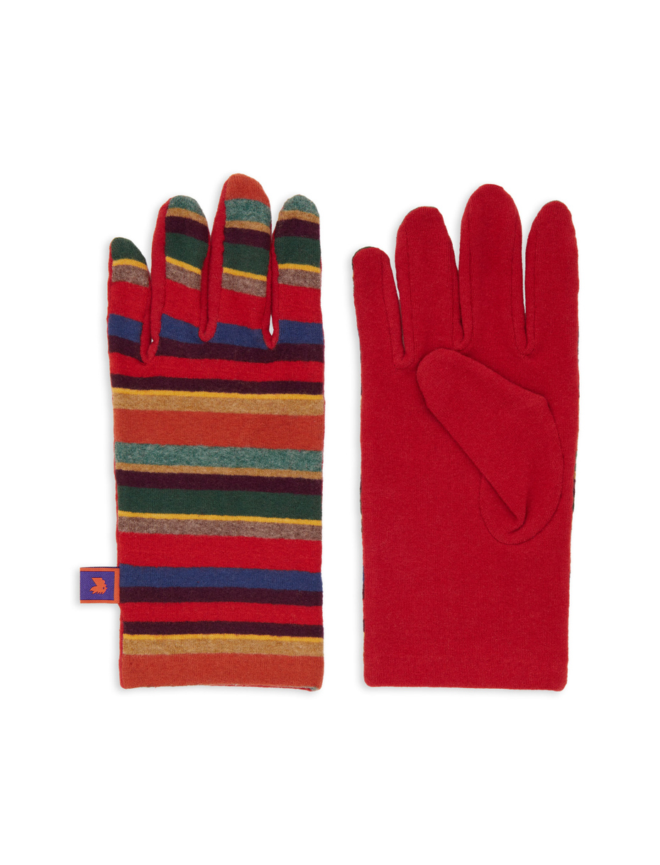 Guanti corti donna pile rosso righe multicolor - Gallo 1927 - Official Online Shop