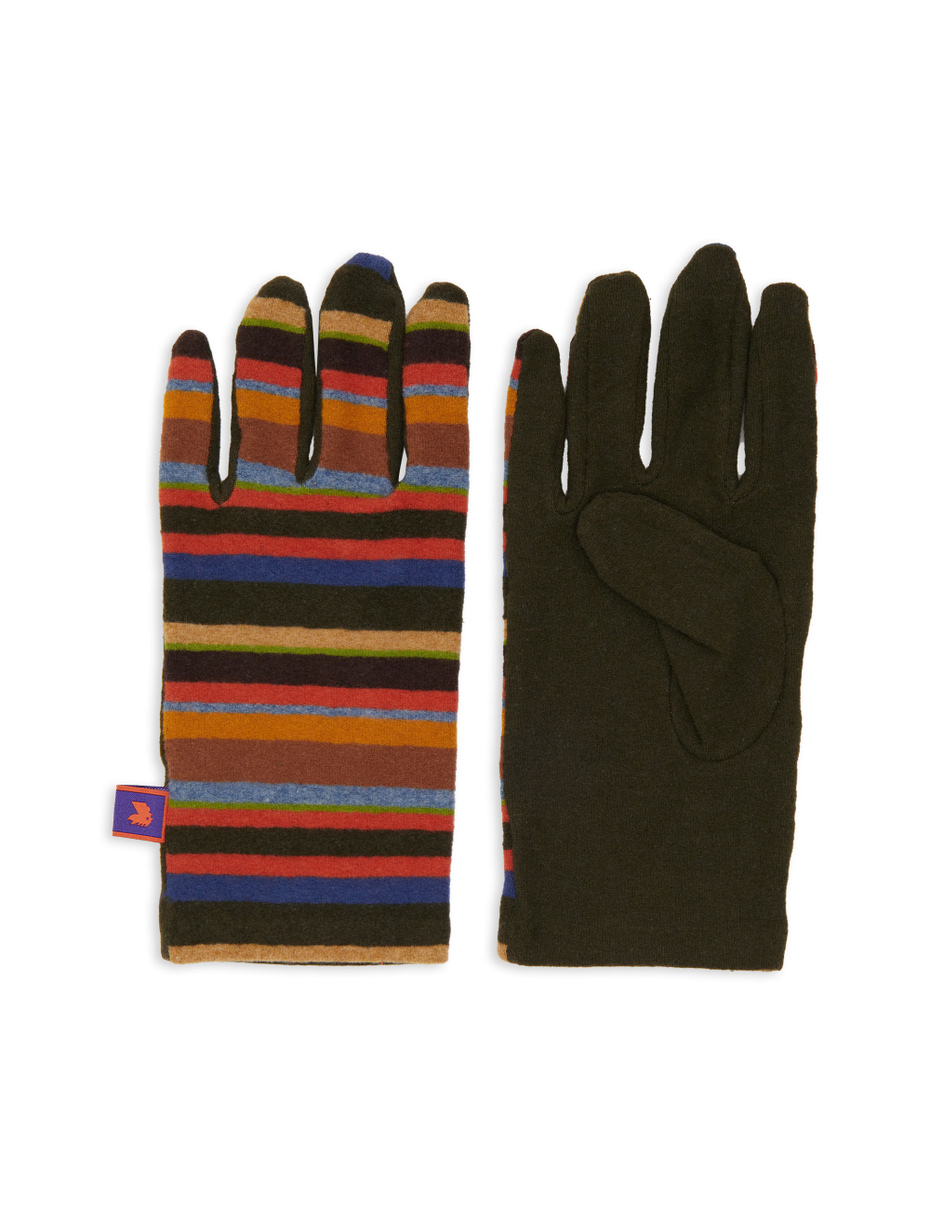 Guanti corti donna pile verde righe multicolor - Gallo 1927 - Official Online Shop
