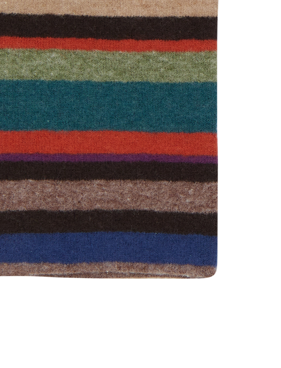 Women's beige fleece gloves with multicoloured stripes - Gallo 1927 - Official Online Shop