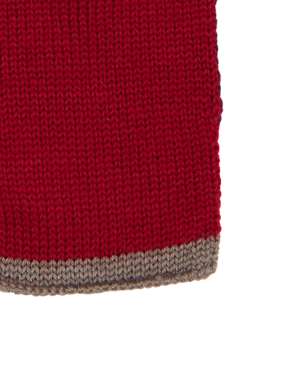 Women's plain burgundy wool, silk and cashmere gloves with contrasting details - Gallo 1927 - Official Online Shop