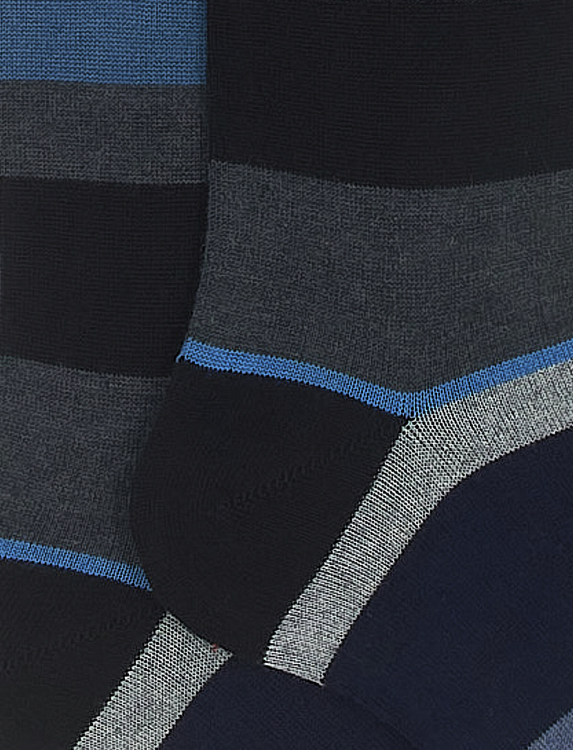 Women's long black cotton and cashmere socks with multicoloured macro stripes - Gallo 1927 - Official Online Shop