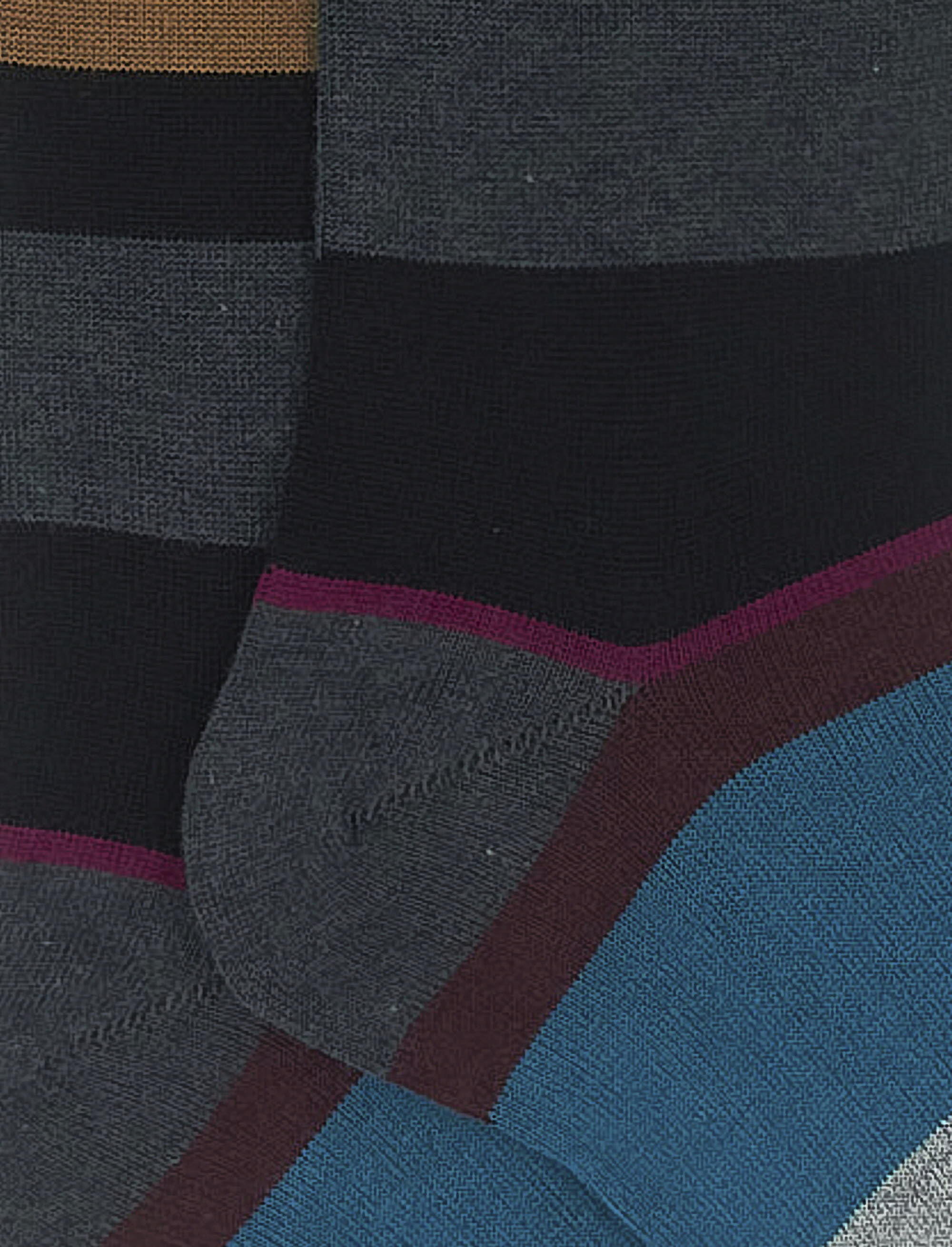 Women's long stone grey cotton and cashmere socks with multicoloured macro stripes - Gallo 1927 - Official Online Shop