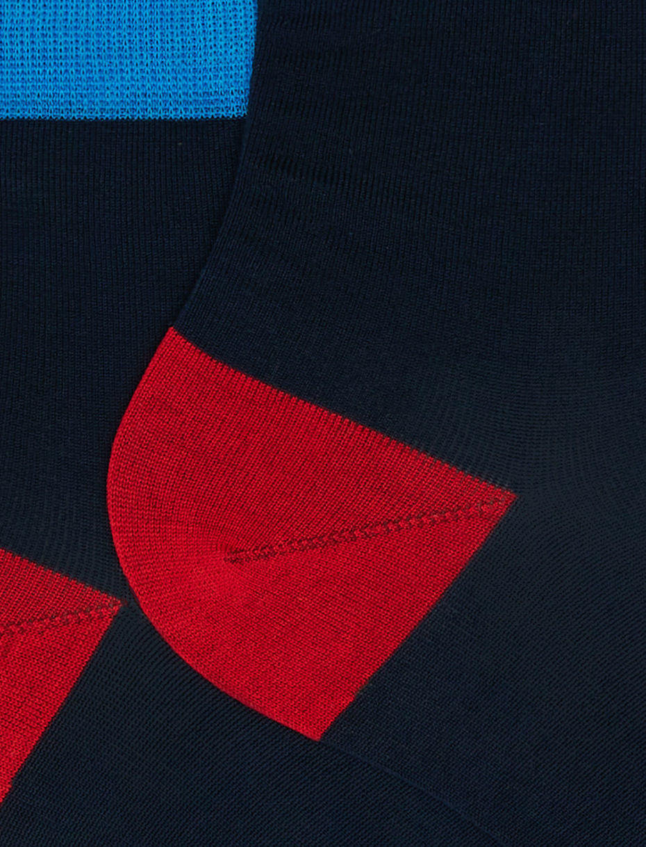 Women's ultra-light low-cut plain ocean blue cotton socks with contrasting detail - Gallo 1927 - Official Online Shop