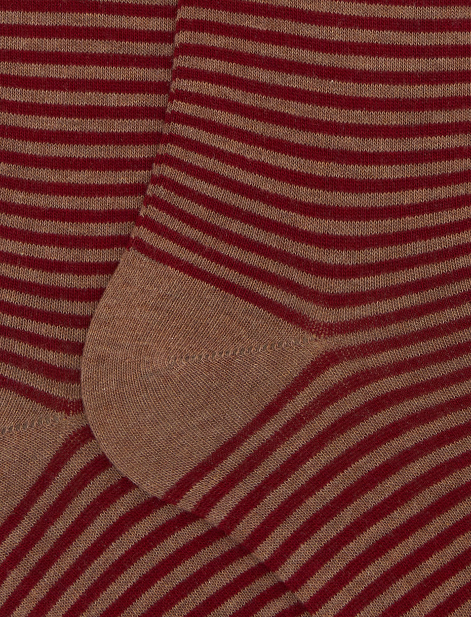 Women's long beige cotton socks with Windsor stripes - Gallo 1927 - Official Online Shop