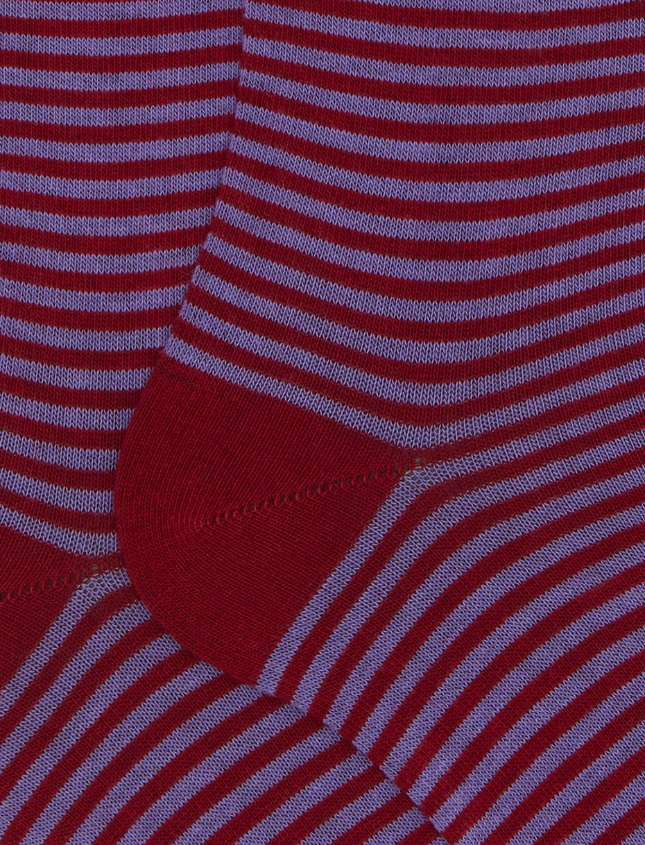 Women's long burgundy cotton socks with Windsor stripes - Gallo 1927 - Official Online Shop