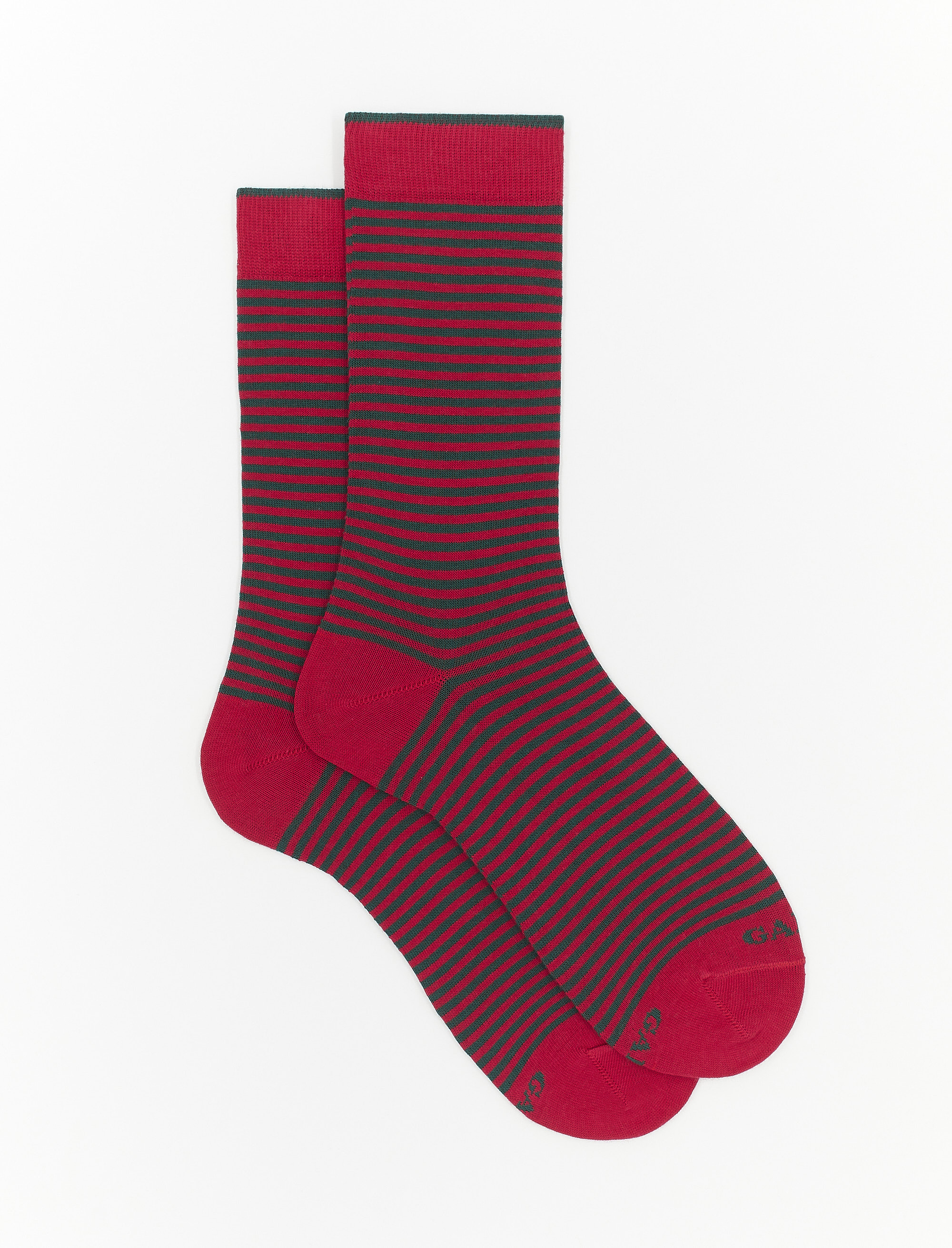 Women's short carmine red cotton socks with Windsor stripes - Gallo 1927 - Official Online Shop