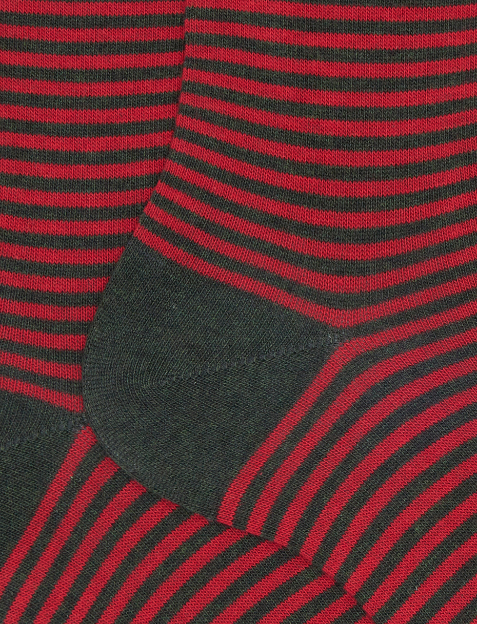 Women's short green cotton socks with Windsor stripes - Gallo 1927 - Official Online Shop