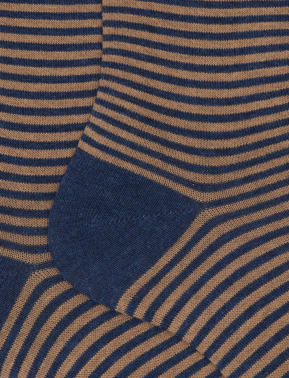 Women's short blue cotton socks with Windsor stripes - Gallo 1927 - Official Online Shop