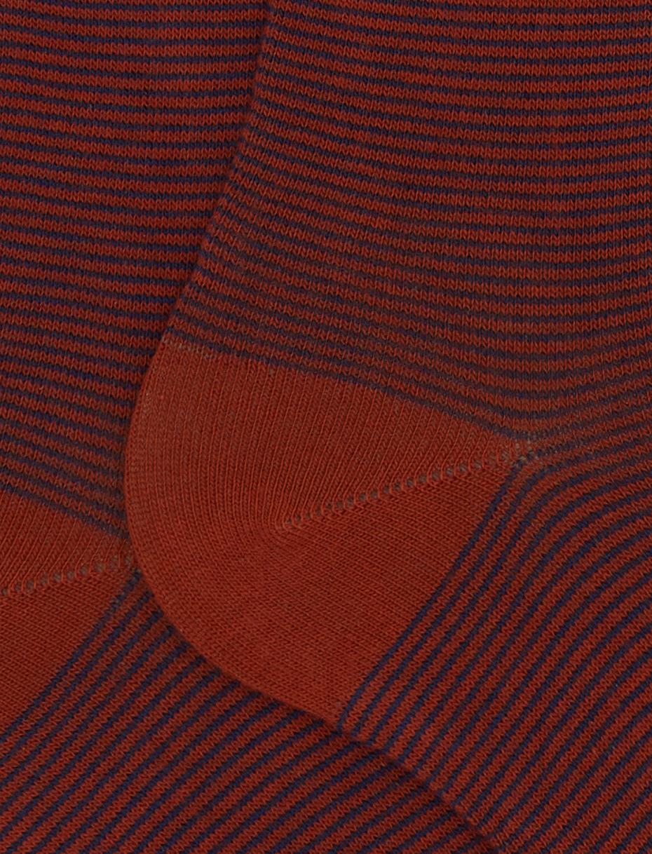 Women's long orange cotton socks with two-tone stripes - Gallo 1927 - Official Online Shop