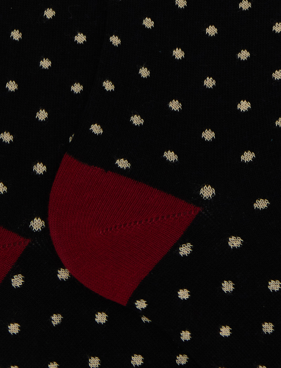 Women's long black cotton socks with polka dots - Gallo 1927 - Official Online Shop